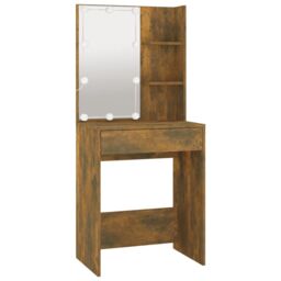 Berkfield Home Dressing Table with LED Smoked Oak 60x40x140 cm in Brown - Size: 60 x 40 x 140 cm - thumbnail 3