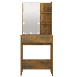 Berkfield Home Dressing Table with LED Smoked Oak 60x40x140 cm in Brown - Size: 60 x 40 x 140 cm - thumbnail 5