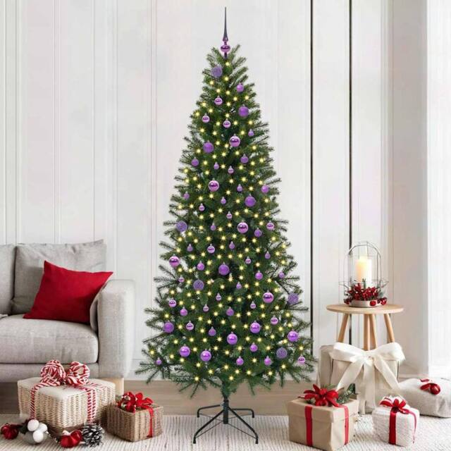 Berkfield Home Artificial Christmas Tree with 300 LEDs Green 210 cm PE & PVC - image 1