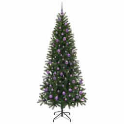 Berkfield Home Artificial Christmas Tree with 300 LEDs Green 210 cm PE & PVC - thumbnail 4
