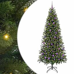 Berkfield Home Artificial Christmas Tree with 300 LEDs Green 210 cm PE & PVC - thumbnail 2