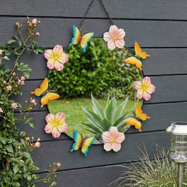Garden Greatness Hanging Floral Butterfly Garden Mirror - Size: 1 Pack - image 1