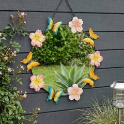Garden Greatness Hanging Floral Butterfly Garden Mirror - Size: 1 Pack - thumbnail 1
