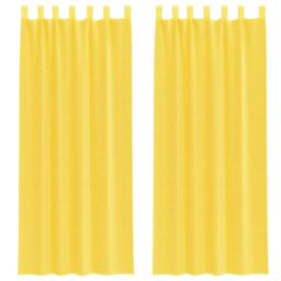 Berkfield Home Voile Curtains with Rod Pockets 2 pcs Yellow - thumbnail 2