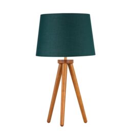 First Choice Lighting Set of 2 Dark Oak Table Lamp or Bedside Lights with Dark Green Shades in Brown - thumbnail 2