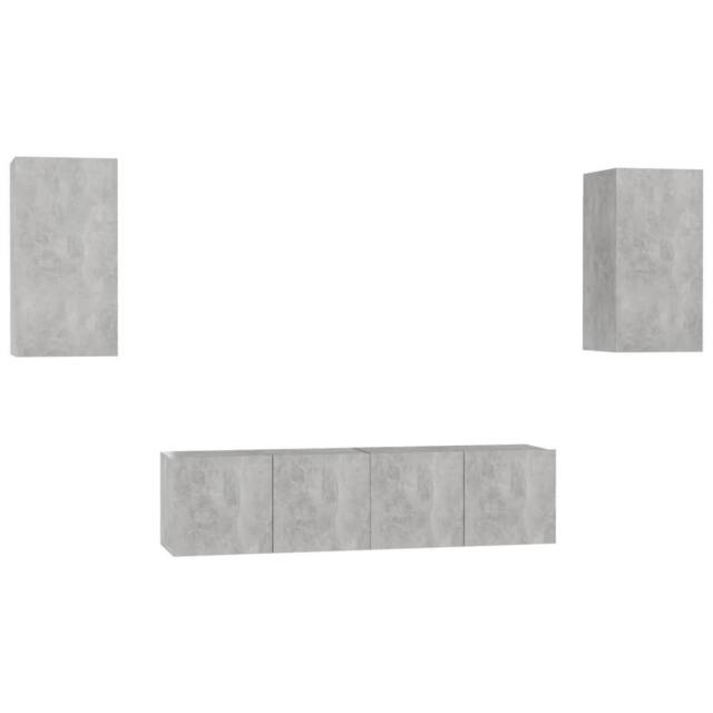 Berkfield Home 4 Piece TV Cabinet Set Concrete Grey Engineered Wood - image 1