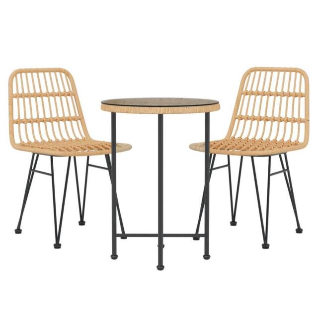 Berkfield Home Beautiful 3 Piece Garden Dining Set Poly Rattan in Brown - image 1