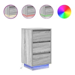 Berkfield Home Bedside Cabinet with LED Lights¬†Grey Sonoma 38x34x65 cm - Size: 38 x 34 x 65 cm - thumbnail 2