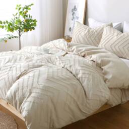 Pamposh Tufted Duvet Cover Set King Size Ultra Soft Bedding Sets in Taupe - Size: Single - thumbnail 4