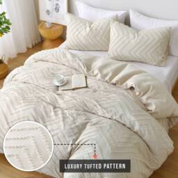 Pamposh Tufted Duvet Cover Set King Size Ultra Soft Bedding Sets in Taupe - Size: Single - thumbnail 5
