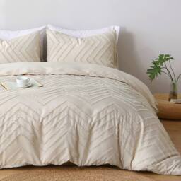 Pamposh Tufted Duvet Cover Set King Size Ultra Soft Bedding Sets in Taupe - Size: Single - thumbnail 3