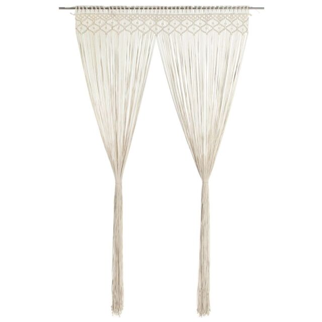 Berkfield Home Macrame Curtain 140x240 cm Cotton in Cream - image 1