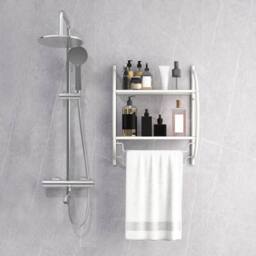 Kelvenix 2-Tier Wall Mount Towel Storage Rack in White - thumbnail 4