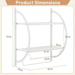 Kelvenix 2-Tier Wall Mount Towel Storage Rack in White - thumbnail 2