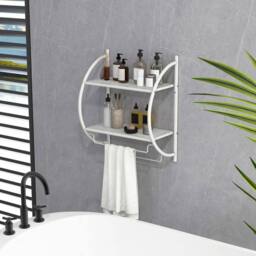 Kelvenix 2-Tier Wall Mount Towel Storage Rack in White - thumbnail 5