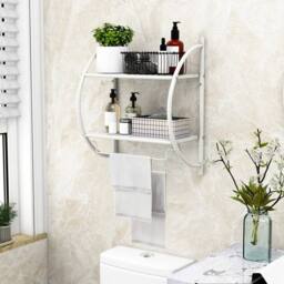 Kelvenix 2-Tier Wall Mount Towel Storage Rack in White - thumbnail 3
