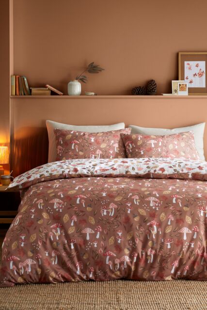 Fusion 'Woodland Dreams' Autumnal Print Reversible Duvet Cover Set in Natural - Size: Super King - image 1