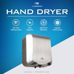 MYLEK Pro Washroom Bathroom Hand Dryer 1800w Stainless Steel in Silver - thumbnail 2