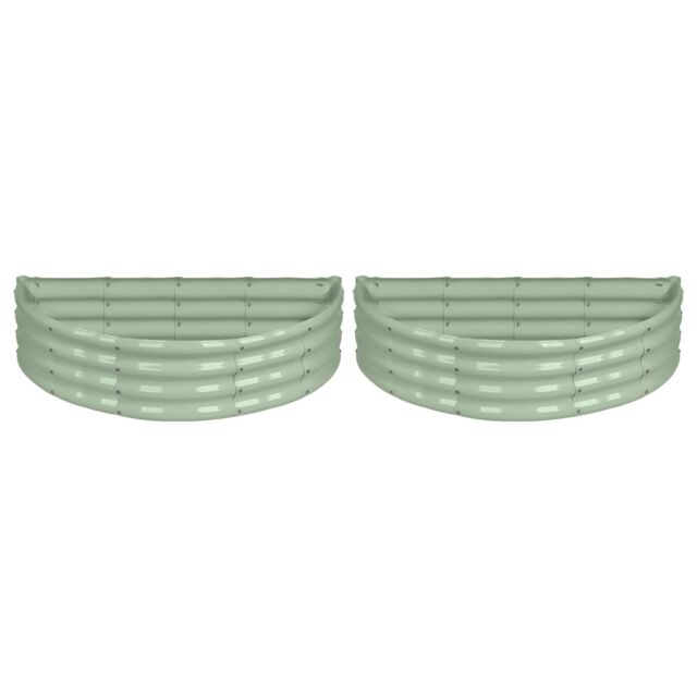 Harbour Housewares Raised Garden Beds - 2x Semi-Circle Bottomless Galvanised Steel Planter 120 x 60cm in Green - Size: 120 x 60 cm - image 1