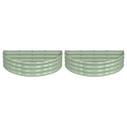 Harbour Housewares Raised Garden Beds - 2x Semi-Circle Bottomless Galvanised Steel Planter 120 x 60cm in Green - Size: 120 x 60 cm - thumbnail 1
