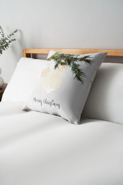 BHS Christmas Foil Bauble Design Cushion in Green - Size: 45 cm x 45 cm - image 1