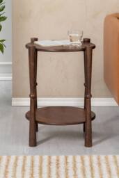 MH London Olive Side Table Solid Wood Bedside Table for Living Room & Bedroom in Brown - thumbnail 2