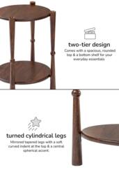 MH London Olive Side Table Solid Wood Bedside Table for Living Room & Bedroom in Brown - thumbnail 6