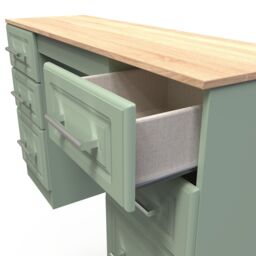 Ready Assembled 2 U Norfolk 6 Drawer Kneehole Desk (Ready Assembled) in Pale Green - thumbnail 4