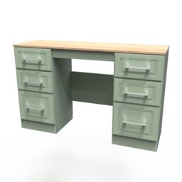 Ready Assembled 2 U Norfolk 6 Drawer Kneehole Desk (Ready Assembled) in Pale Green - thumbnail 2