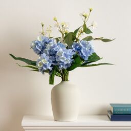 Scottish Everlastings Ltd Blue Hydrangea Bouquet in 18cm Off-White Vase - thumbnail 1