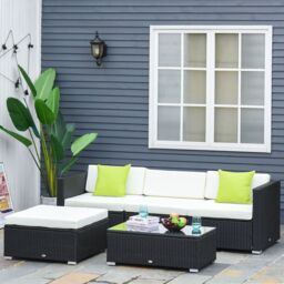 OUTSUNNY 5 Pieces Rattan Sofa Set Wicker Sectional Cushion Patio in Black
