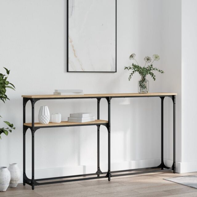 Berkfield Home Console Table Sonoma Oak 145x22.5x75 cm Engineered Wood in Brown - image 1