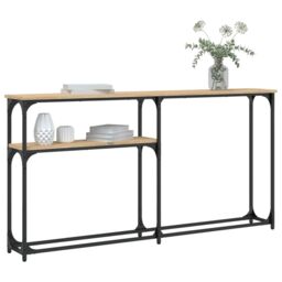 Berkfield Home Console Table Sonoma Oak 145x22.5x75 cm Engineered Wood in Brown - thumbnail 3