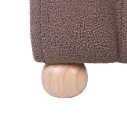 Wyld and Coco Brown Boucle Pouffe Ottoman With Wooden Legs - thumbnail 5