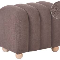 Wyld and Coco Brown Boucle Pouffe Ottoman With Wooden Legs - thumbnail 2