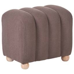 Wyld and Coco Brown Boucle Pouffe Ottoman With Wooden Legs - thumbnail 3