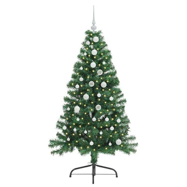 Berkfield Home Beautiful Artificial Pre-lit Christmas Tree Green 150 cm PVC - image 1