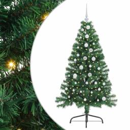 Berkfield Home Beautiful Artificial Pre-lit Christmas Tree Green 150 cm PVC - thumbnail 3