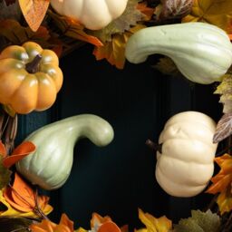 Scottish Everlastings Ltd 45cm Premium Pumpkin & Gourd Wreath in Orange - thumbnail 2