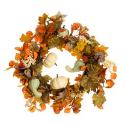 Scottish Everlastings Ltd 45cm Premium Pumpkin & Gourd Wreath in Orange - thumbnail 3