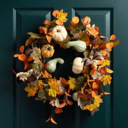 Scottish Everlastings Ltd 45cm Premium Pumpkin & Gourd Wreath in Orange