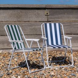 Harbour Housewares Folding Metal Beach Chairs Blue/Green Stripe Pack of 2 - thumbnail 6