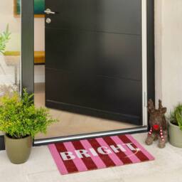 Kukoon Front Door Mat Christmas Décor Natural Coir Rug - Bright in Pink - Size: 45 cm x 70 cm - thumbnail 2