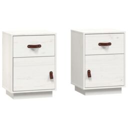 Berkfield Home Bedside Cabinets 2 pcs White 40x34x55 cm Solid Wood Pine - Size: 40 x 34 x 55 cm - thumbnail 2