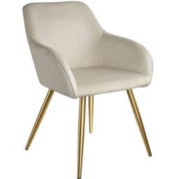 tectake Accent Chair Marilyn Per Piece - Cream/Gold in Cream - Size: 1 Pack