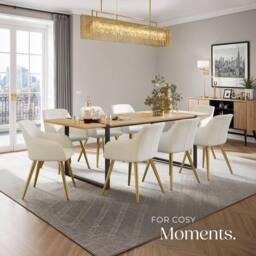 tectake Accent Chair Marilyn Per Piece - Cream/Gold in Cream - Size: 1 Pack - thumbnail 8