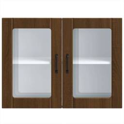 Berkfield Home Kitchen Wall Cabinet with Glass Door Lucca Brown Oak Engineered Wood - thumbnail 6