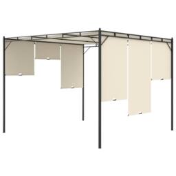 Berkfield Home Garden Gazebo with Side Curtain 3x3x2.25m Cream in Beige - thumbnail 6