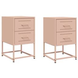 Berkfield Home Bedside Cabinets 2 pcs Pink 36x39x60.5 cm Steel