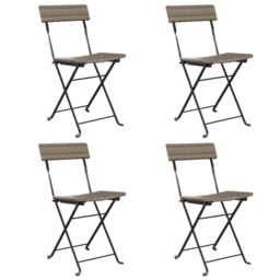Berkfield Home Folding Bistro Chairs 4 pcs Grey Poly Rattan & Steel - thumbnail 2